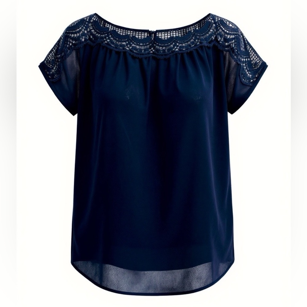 EUC Stitch Fix Collective Concepts Navy Blue Boatneck Blouse MP petites